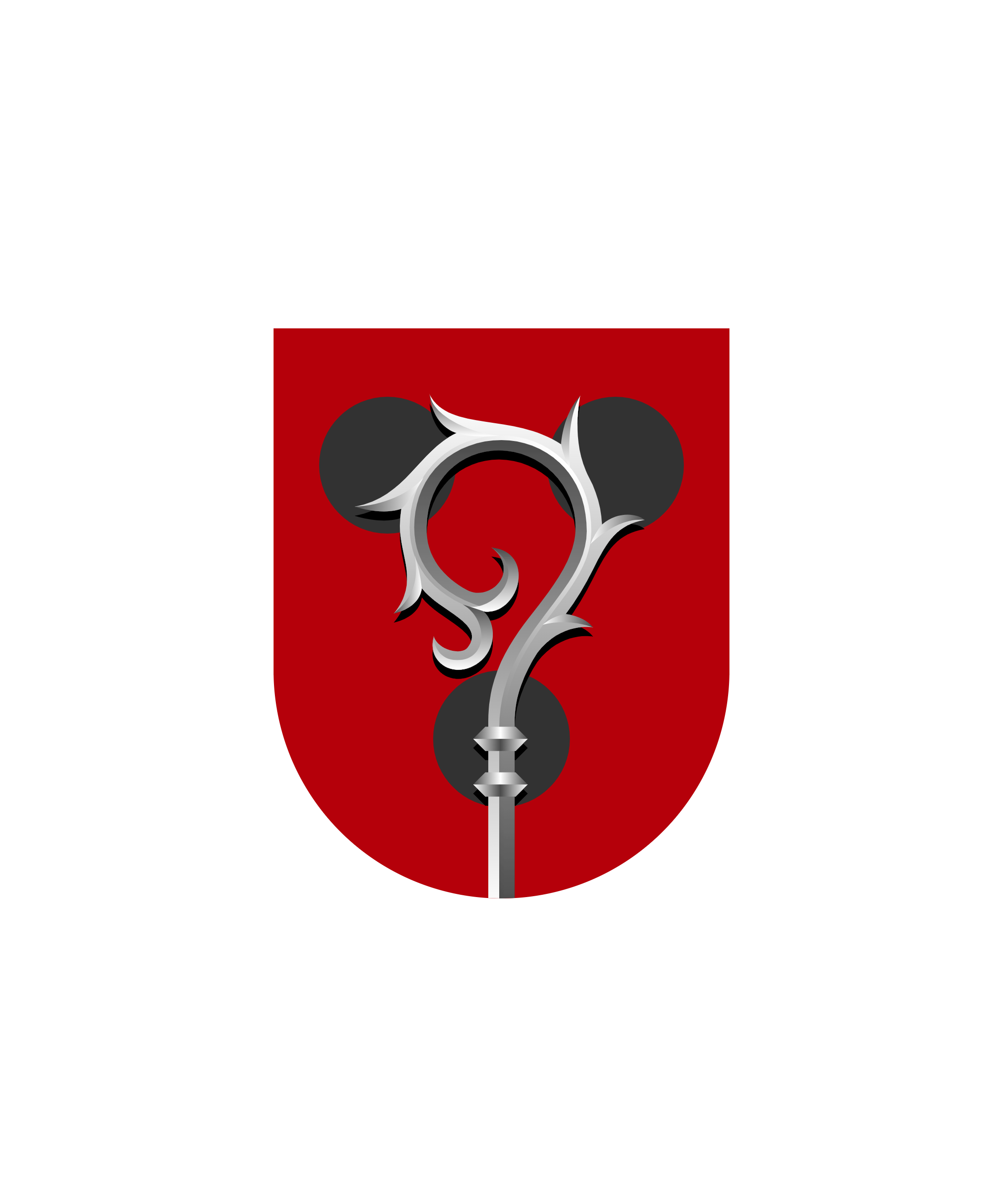 Crozier on Crimson and Onyx Three Roundels